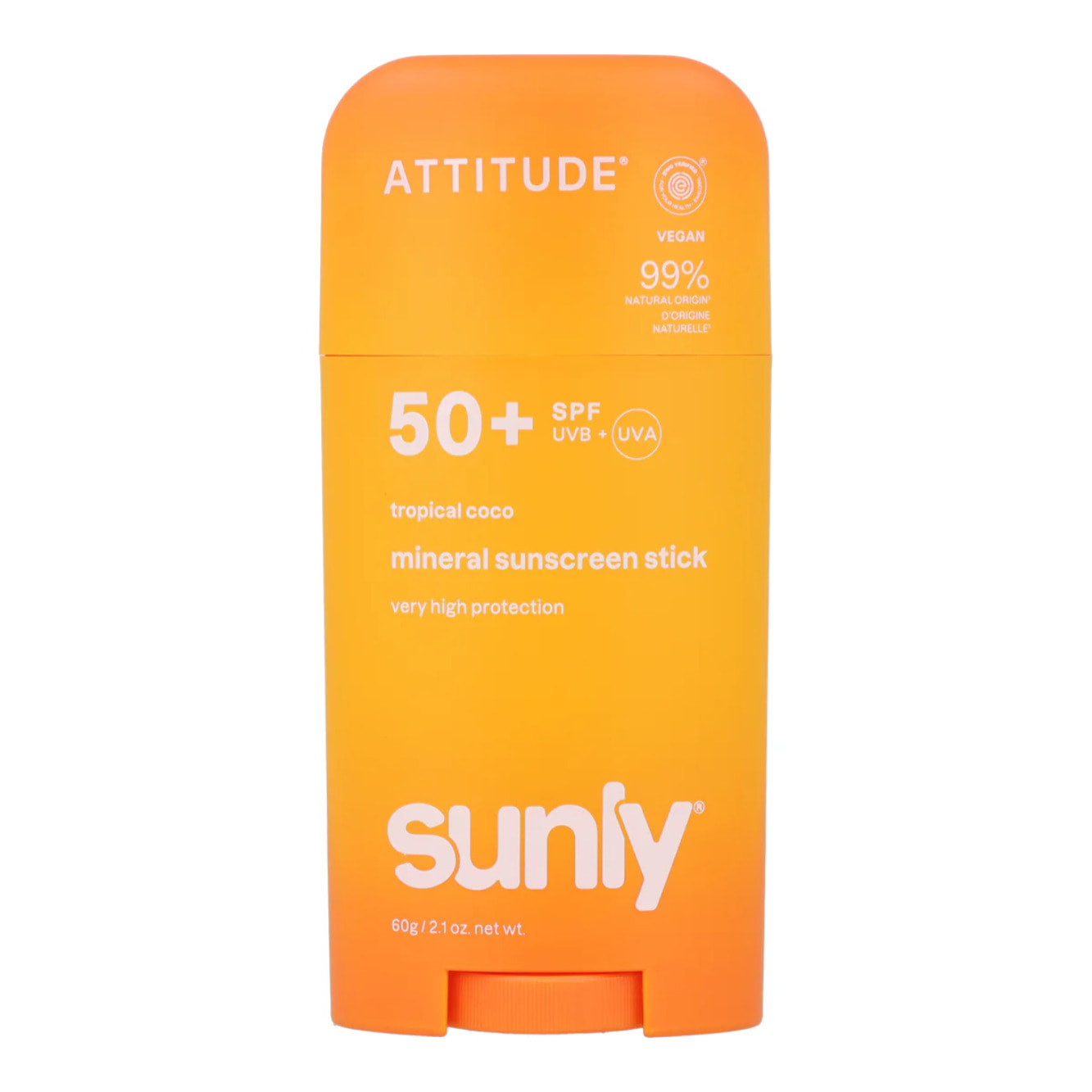 Mineral sunscreen Stick Face & Body SPF 50 tropicale coco Attitude Sunly 60 g