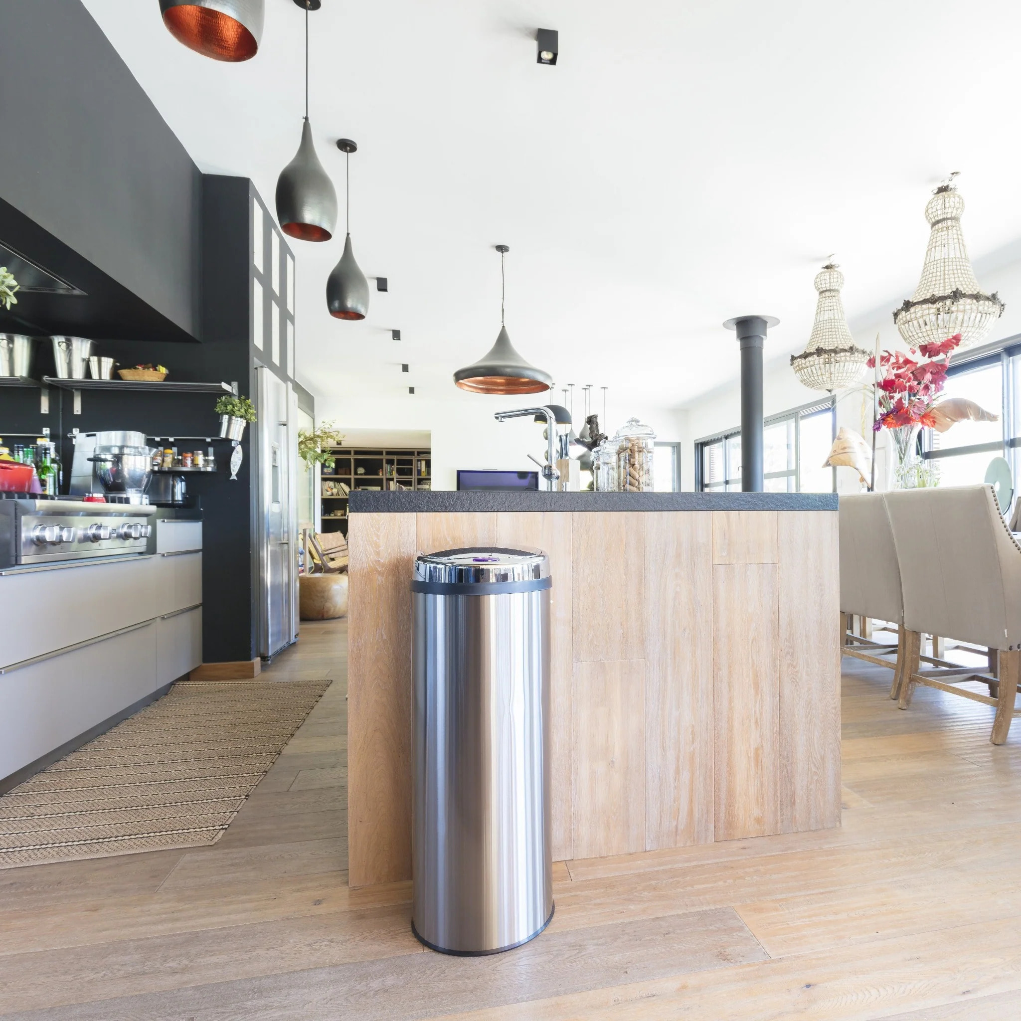 Poubelle automatique inox ARTIC argent 42L