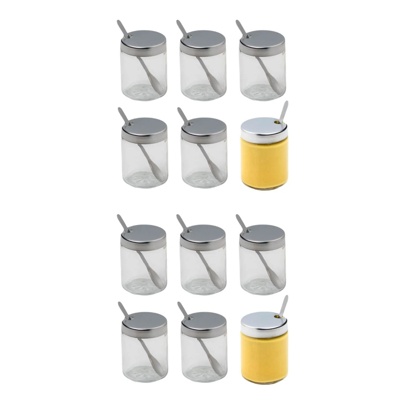 Set de 2 moutardiers en verre et inox Fackelmann Basic