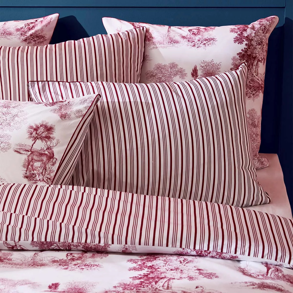 Housse de couette percale de coton imprimé rouge Poesie rosso