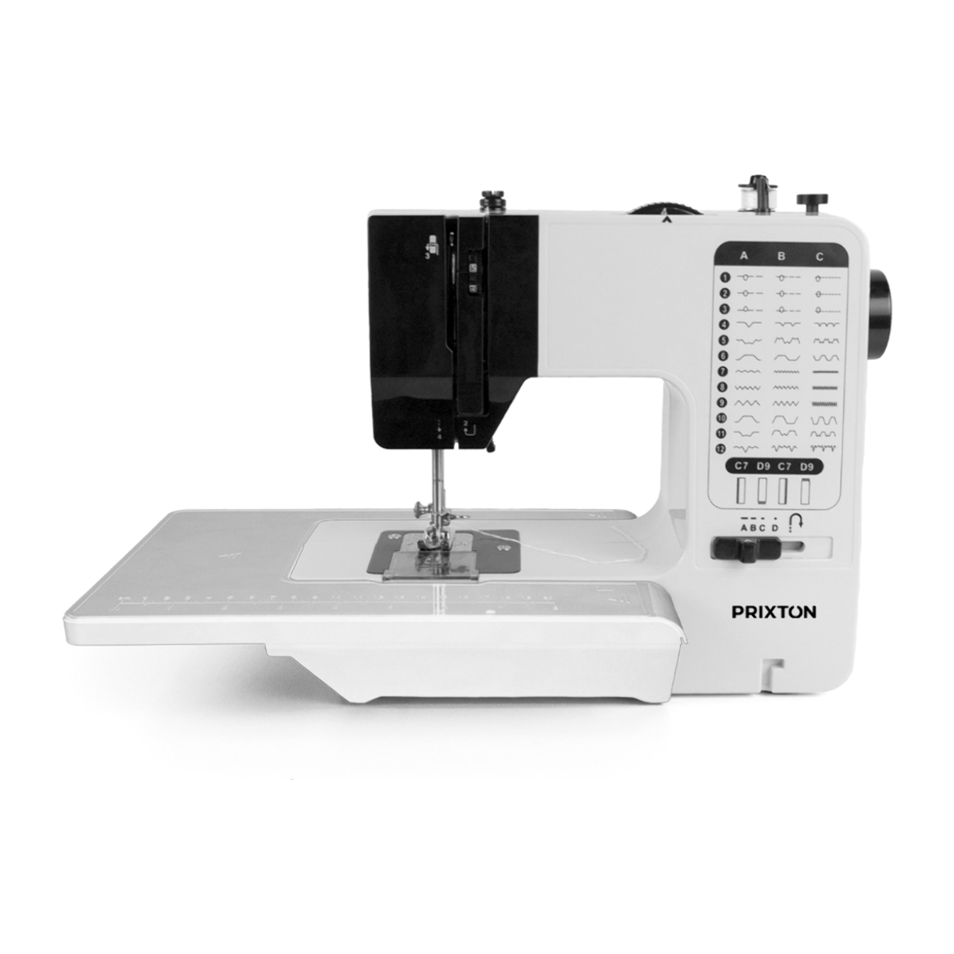 PRIXTON Máquina de coser P125 - 38 Puntadas - 2 Velocidades - Tabla Expandible