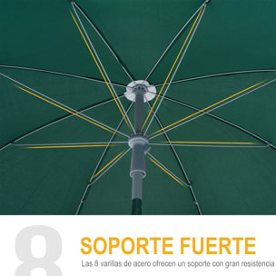 Sombrilla de Playa Diá¡metro Ø200cm con Techo Inclinable Poste Desmontable Verde