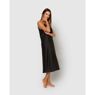Camisón midi satén negro