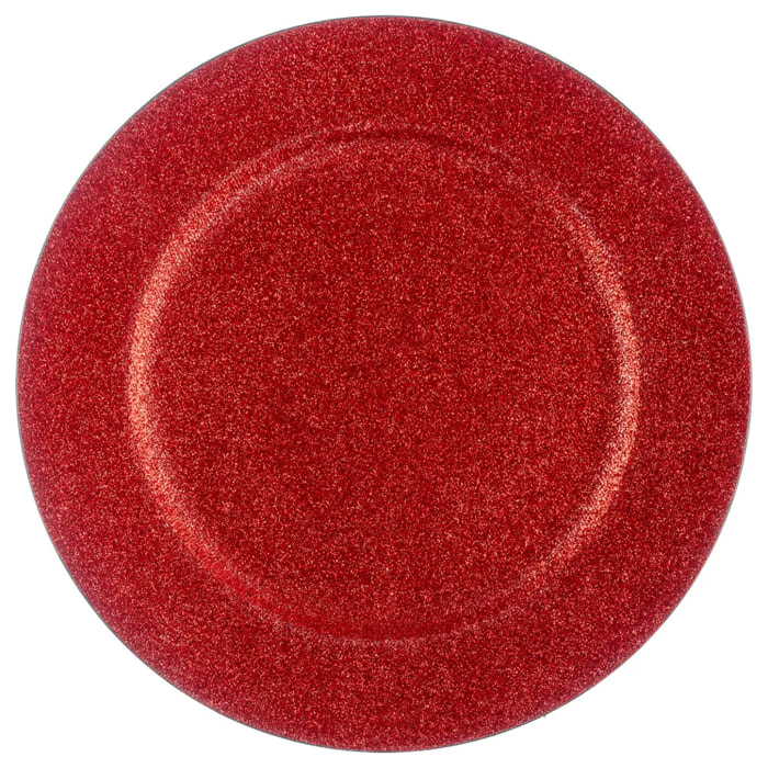 Assiette présentation ronde D.33cm pailletée rouge