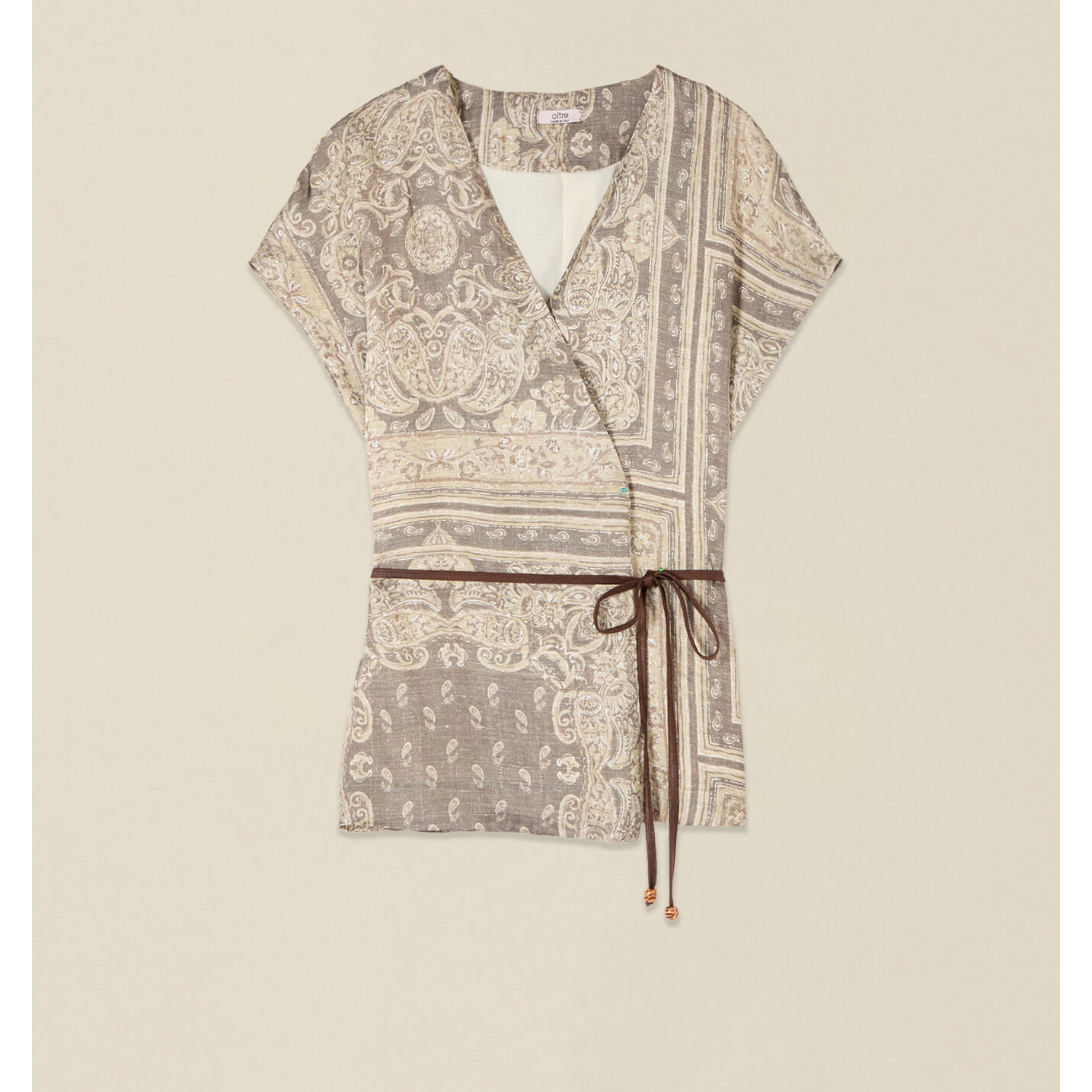 Oltre - Blusa de satén estampada - Beige