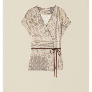 Oltre - Blusa de satén estampada - Beige