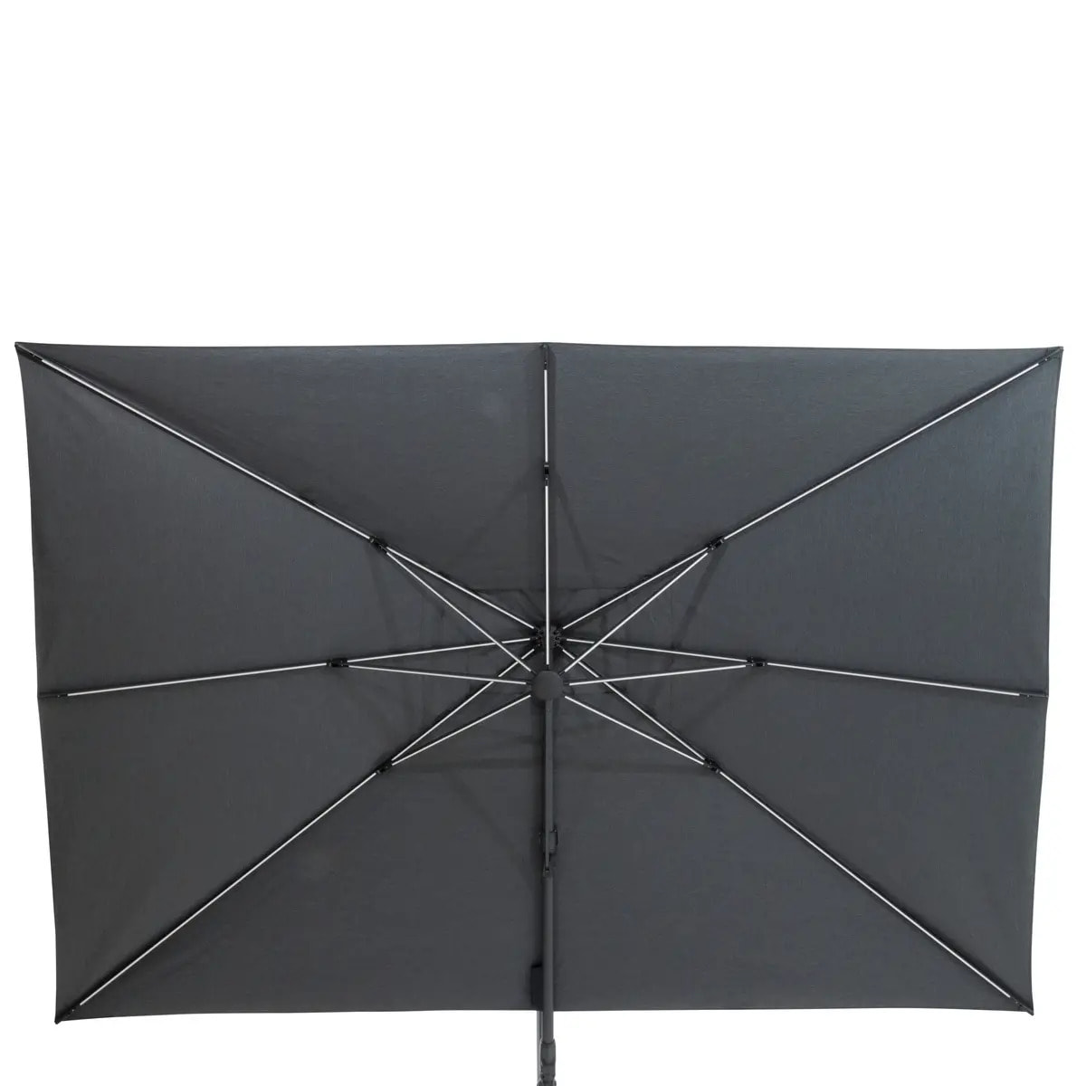 Parasol déporté rectangulaire "Melhia" anthracite avec LED 4 x 3m en aluminium acier et oléfine