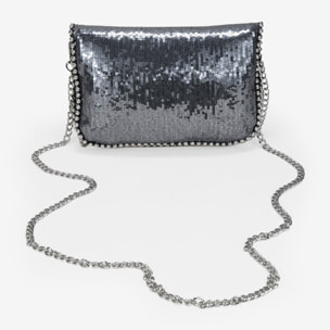 Bolso de hombro plomo con cadena