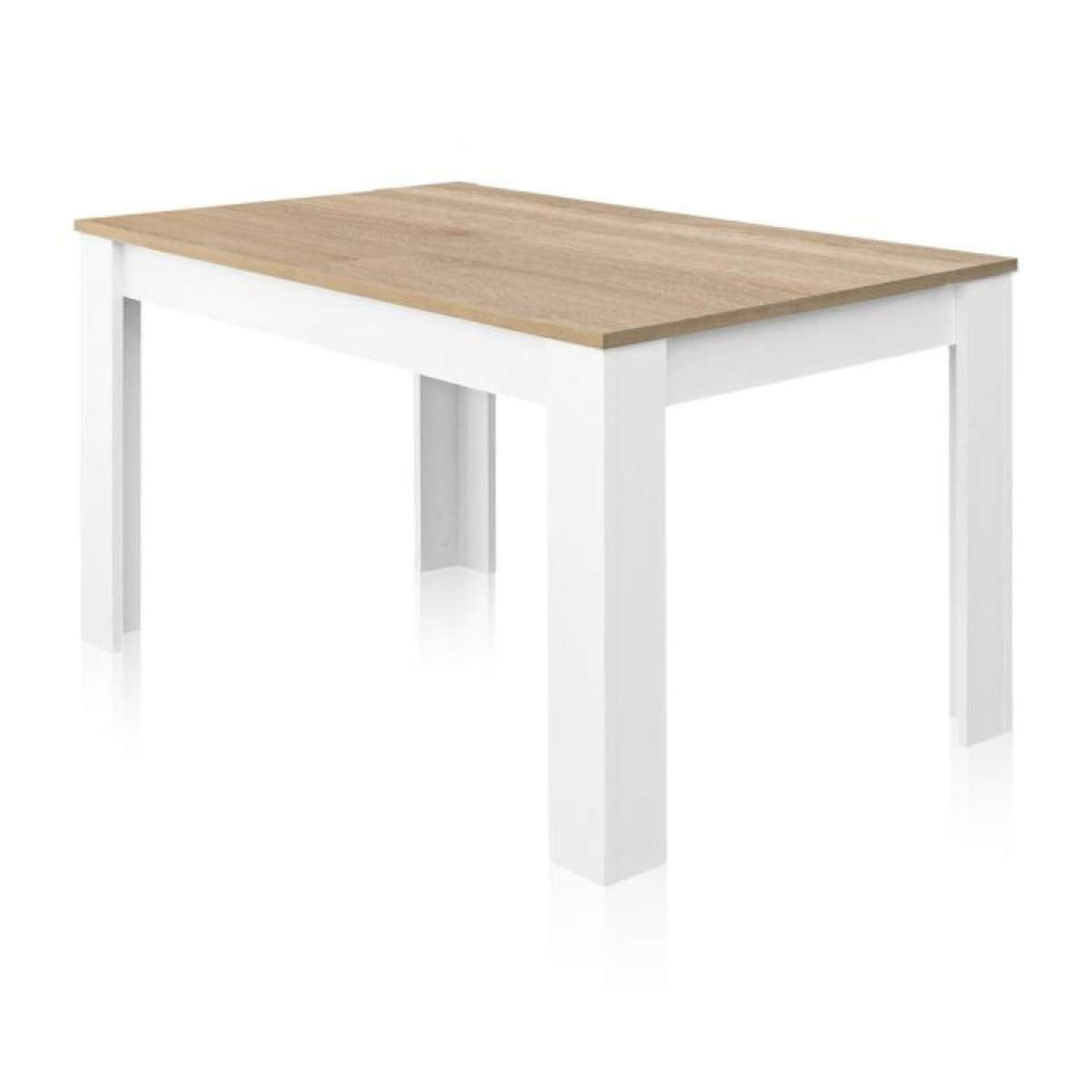 Mesa de comedor extensible Danna Blanco Artik (Blanco Mate) - Roble Canadian