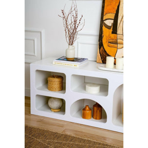 Credenza Dgargiul, Buffet da soggiorno, Madia da salotto, Dispensa da cucina, 160x38h51 cm, Bianco