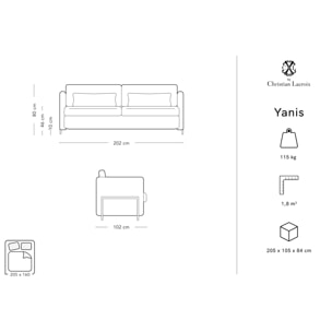 Canapé convertible "Yanis" 3 places en tissu structurel or