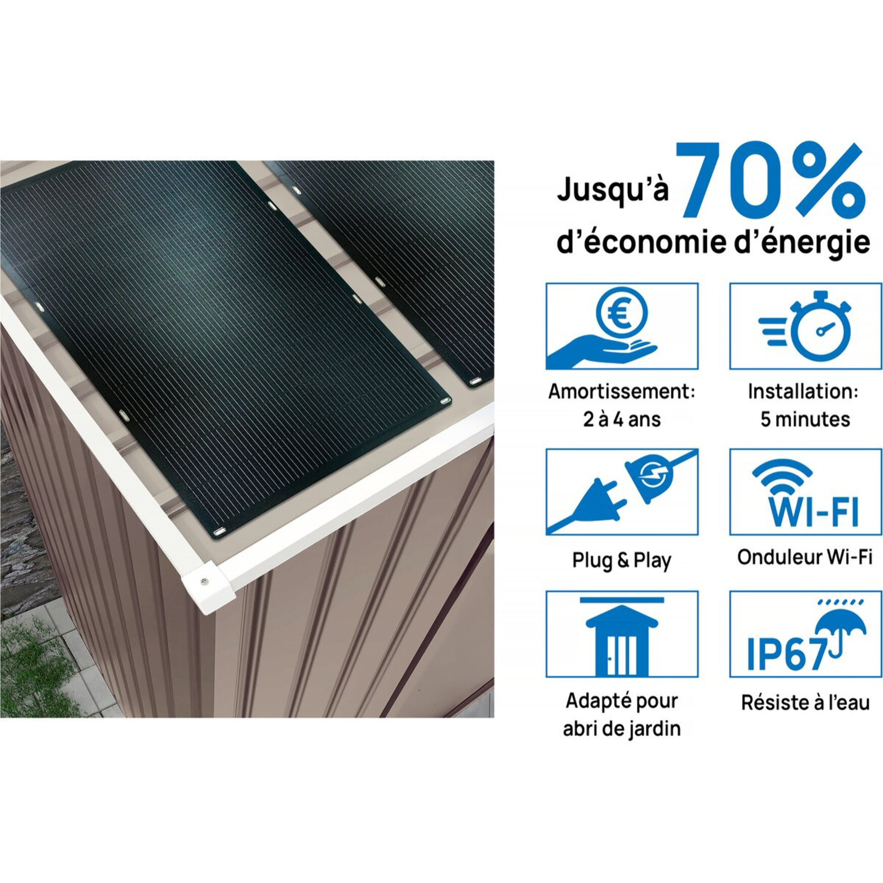 Garage métal "Nevada" - 15,36m² avec panneaux solaires