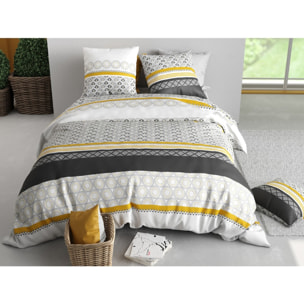 Parure housse de couette 100% coton 57fils + 2 taies
