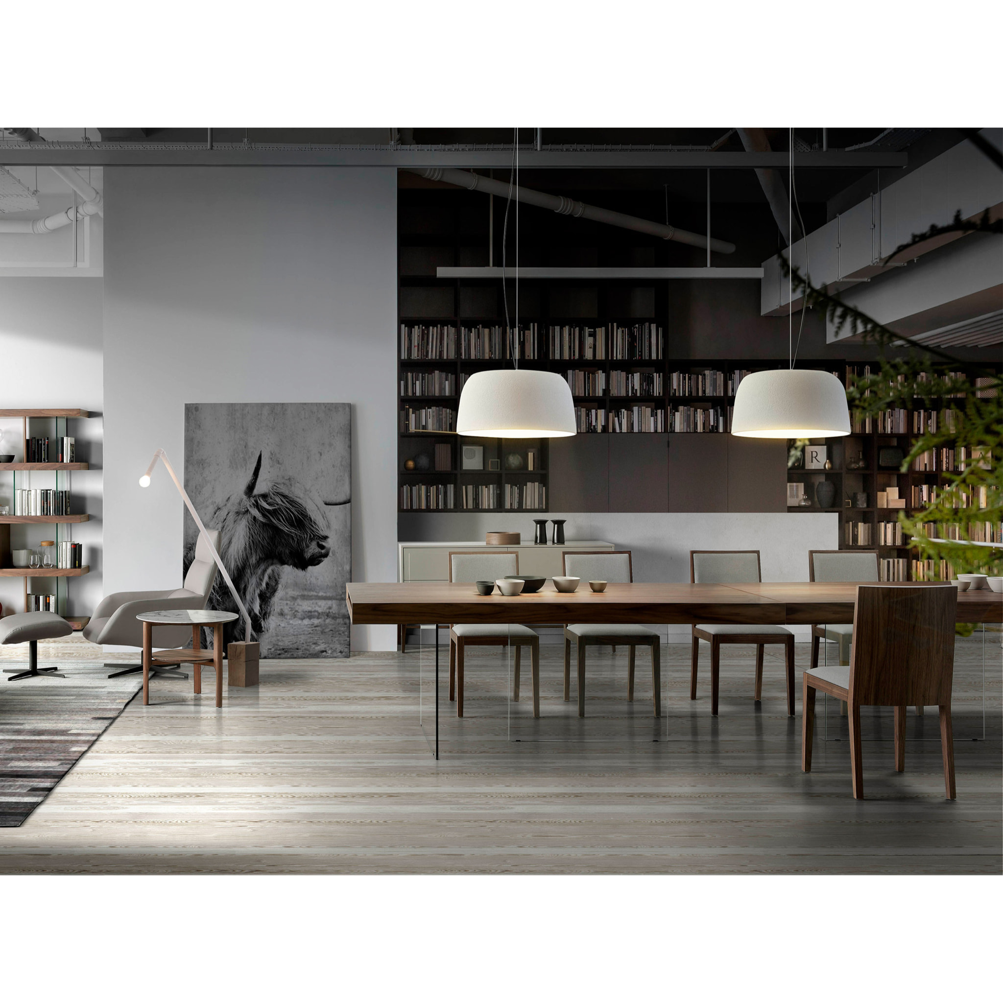 Mesa de nogal y cristal 200x100x75cm