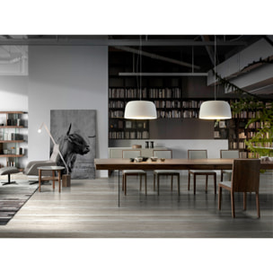 Mesa de nogal y cristal 200x100x75cm