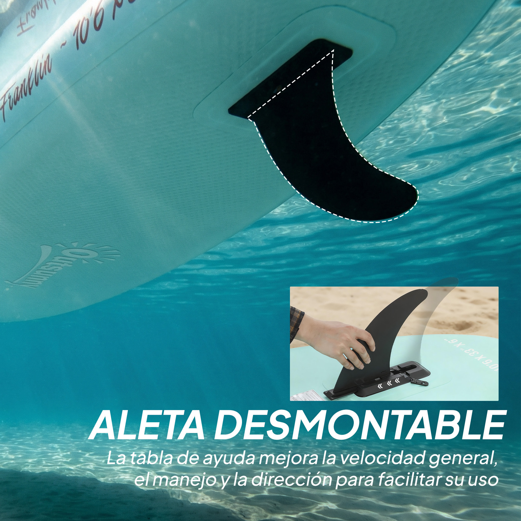 Tabla Paddle Surf Hinchable con Accesorios, 320 cm, Remo de Aluminio Ajustable, Quilla, Stand Up Paddle Board con Superficie Antideslizante de EVA, Bomba y Mochila, Carga 160 kg, para Adultos