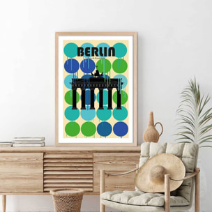 Affiche berlin brandenburger tor Affiche + cadre en bois - Chêne