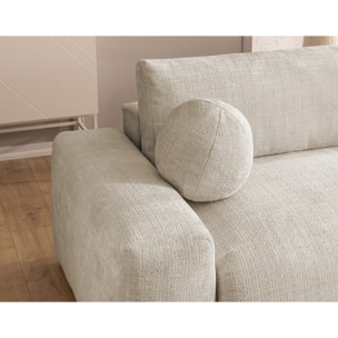 Constance - Canapé d'angle réversible 4 places convertible avec coffre en velours texturé - Beige