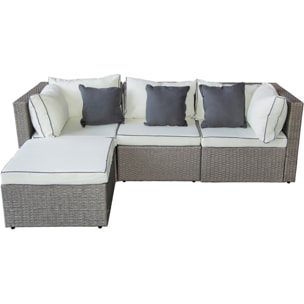Salon de jardin bas en résine tressée "Kuba" - 3 places - Gris