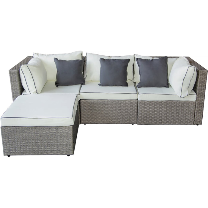 Salon de jardin bas en résine tressée "Kuba" - 3 places - Gris