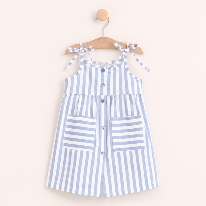 Vestido - 100% algodón - azul y blanco