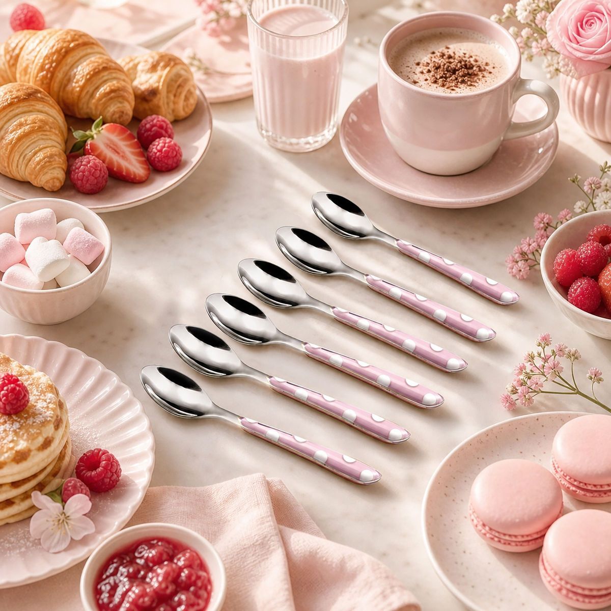 Solstice Lunares Rosa - Set de 6 cucharillas de café