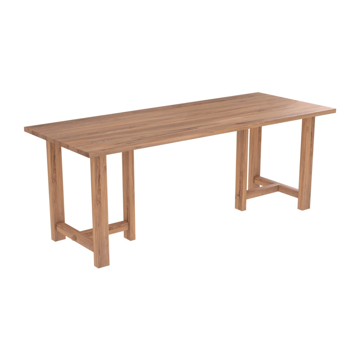 Table rectangulaire Padar 8 personnes en bois de teck recyclé 200 cm