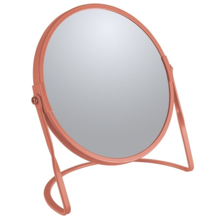 Miroir grossissant sur pied Acier AKIRA Terracotta mat Spirella