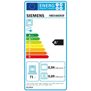 Four encastrable SIEMENS HB554AER3F iQ300 - Catalyse EcoClean, Chaleur Tournante 3D, Rails Télescopiques