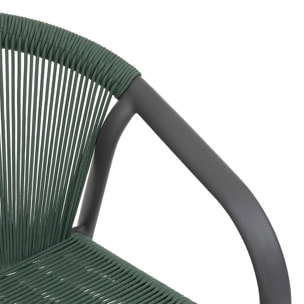 Fauteuil de jardin empilable "Riu" vert olive & graphite en aluminium traité en epoxy