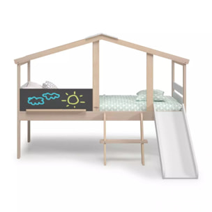 Cama cabaña con tobogán Rushi Blanco - Oak Soft