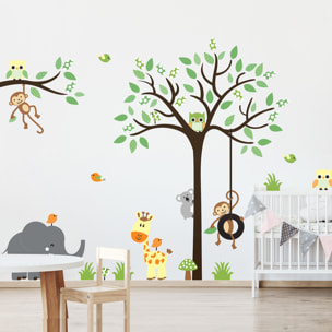 Stickers muraux | Sticker Mural Autocollant - ANIMAUX ÉLÉGANTS DANS LA JUNGLE - Stickers adhésifs