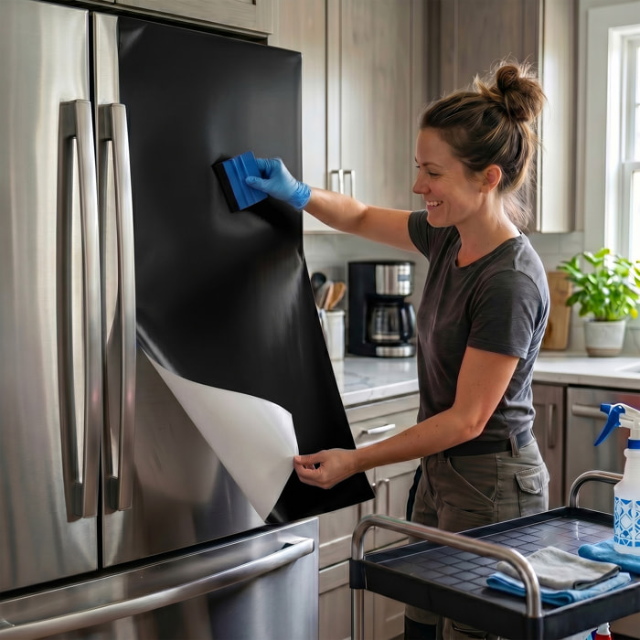 Rouleau adhésif décoratif Vinyle au Mètre - Noir - Sticker Lavable Imperméable Mur Cuisine Meubles