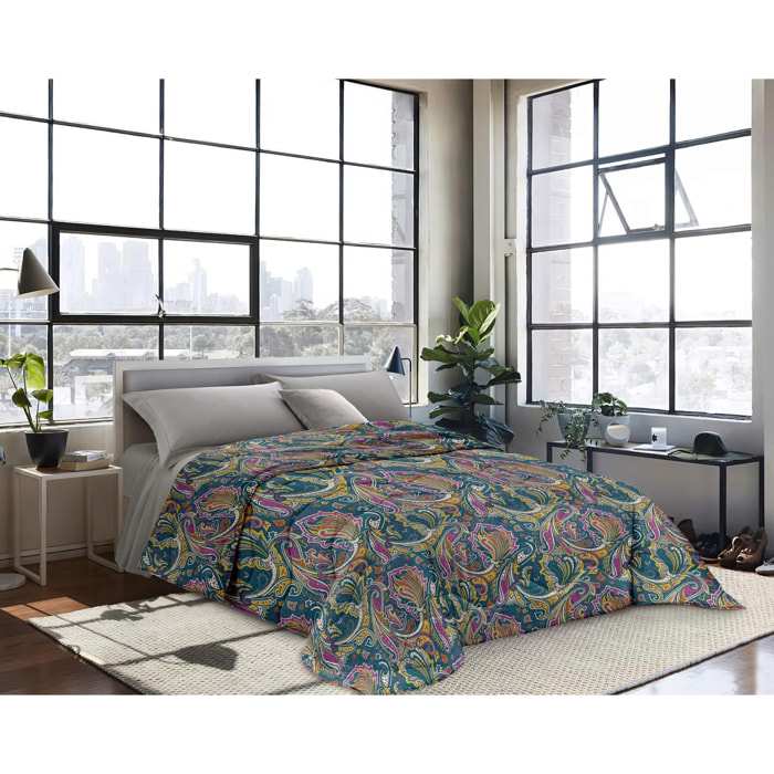 INTRECCI Piumino Matrimoniale, 260 x 260 cm, Piumino Ecologico, Caldo, Invernale, 300 g/m², Anallergico e Antiacaro, Made in Italy, Lavabile in Lavatrice, Soffice, Morbido. Fantasia: Arabesque