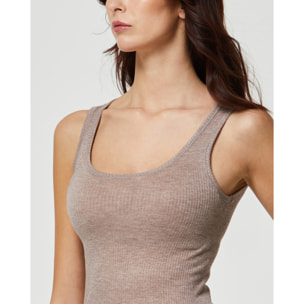 Canotta rib modal cashmere a costine