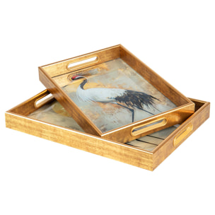 Set 2 Bandejas Cristal Pu 40x30x5 35x25x5 Cm