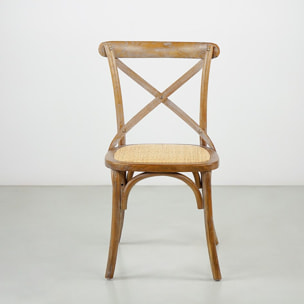 Set 2 sedie in legno schienale incrociato e seduta in rattan naturale – Cross