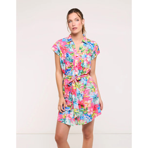 Vestido Corto Rosa con Lazo - Suly