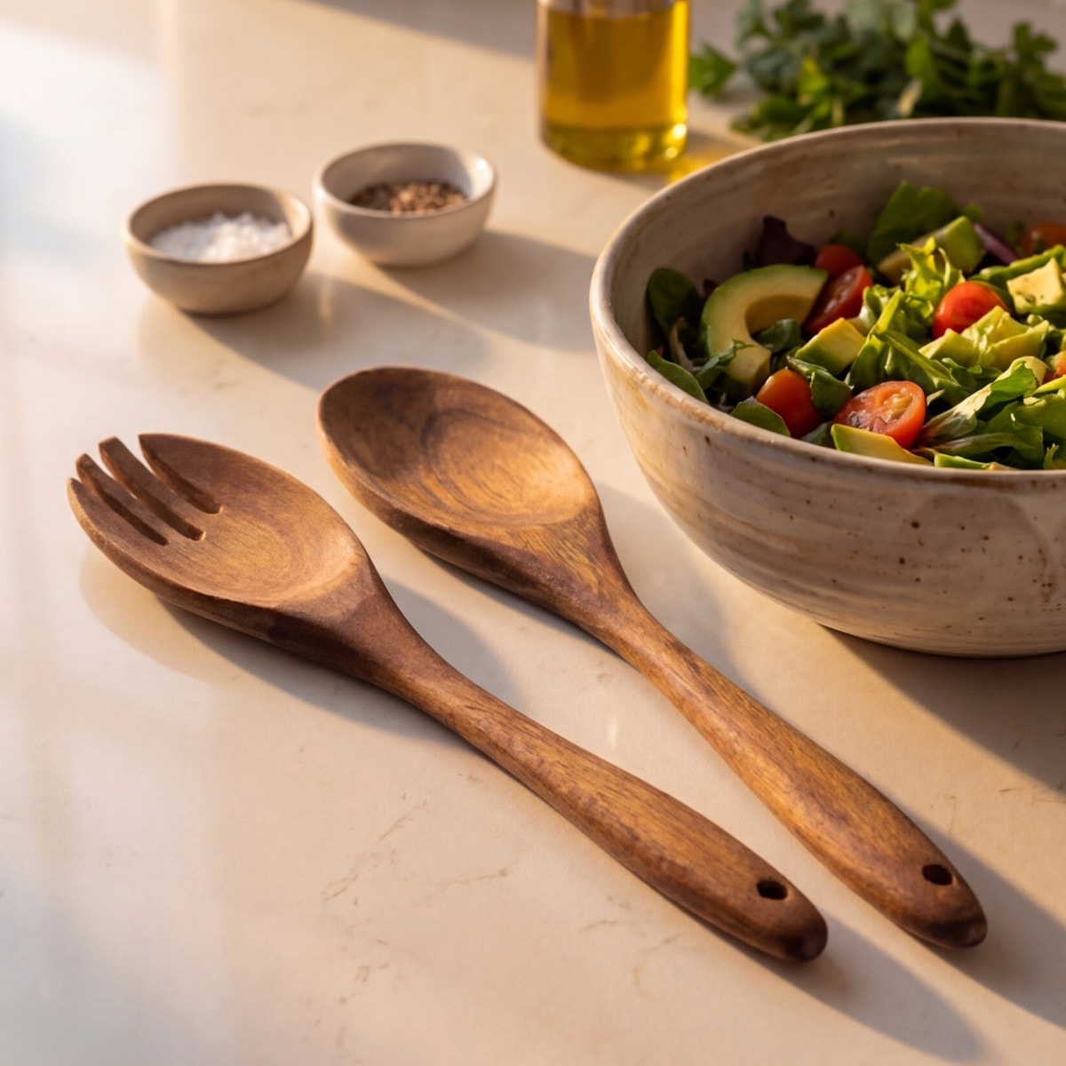 Louise - 2 couverts à salade en bois d'acacia