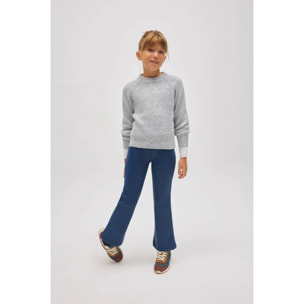 Pantaloni termici effetto pelle blu navy a zampa da bambina
