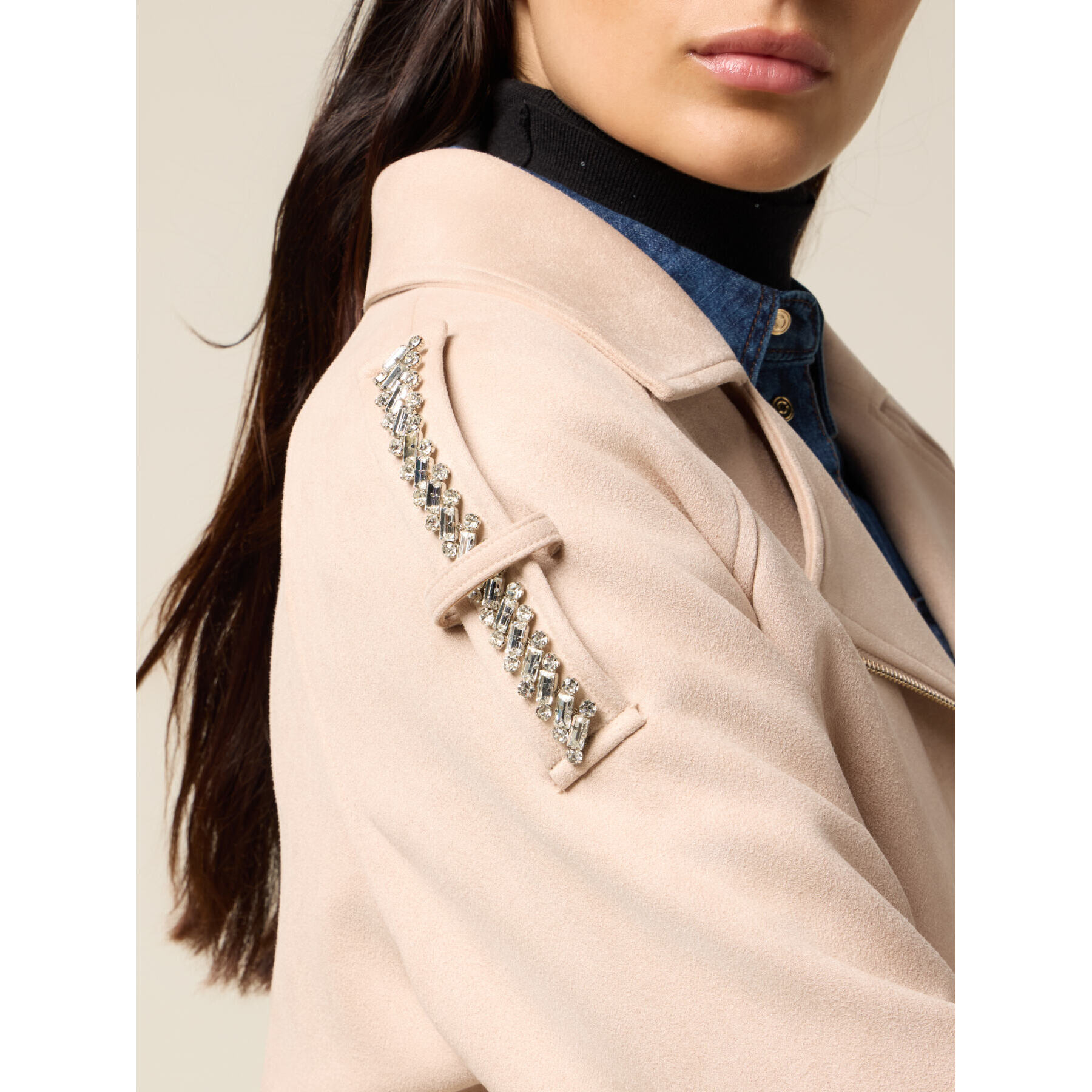 Oltre - Giacca corta con zip asimmetrica - Beige