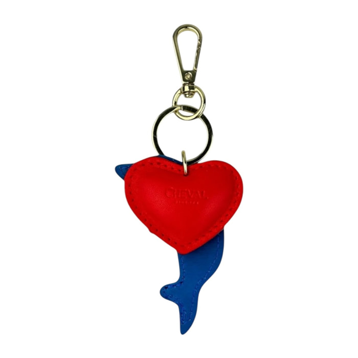 Llavero de corazón rojo Cheval Firenze con delfín azul
