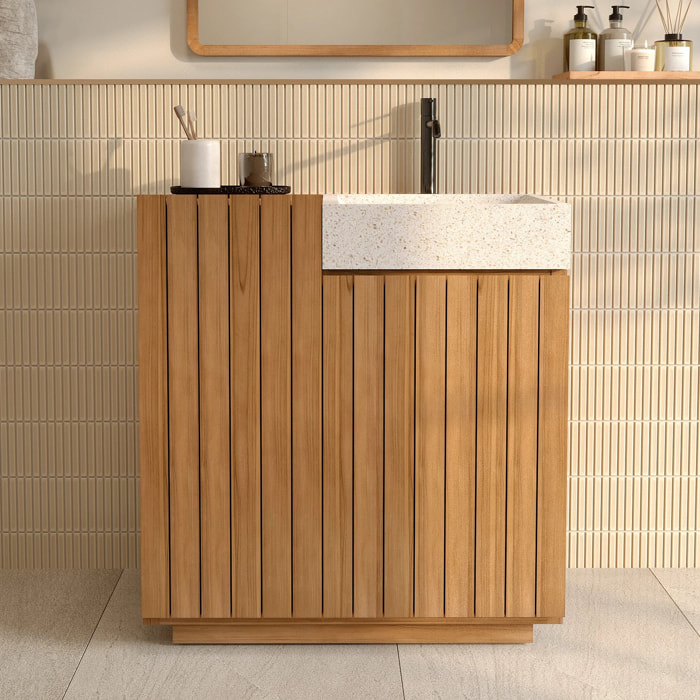 Meuble de salle de bain en bois avec vasque intégrée 80 cm - Noa