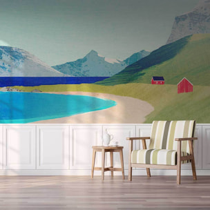 Papier peint panoramique cabanes en scandinavie Intissé