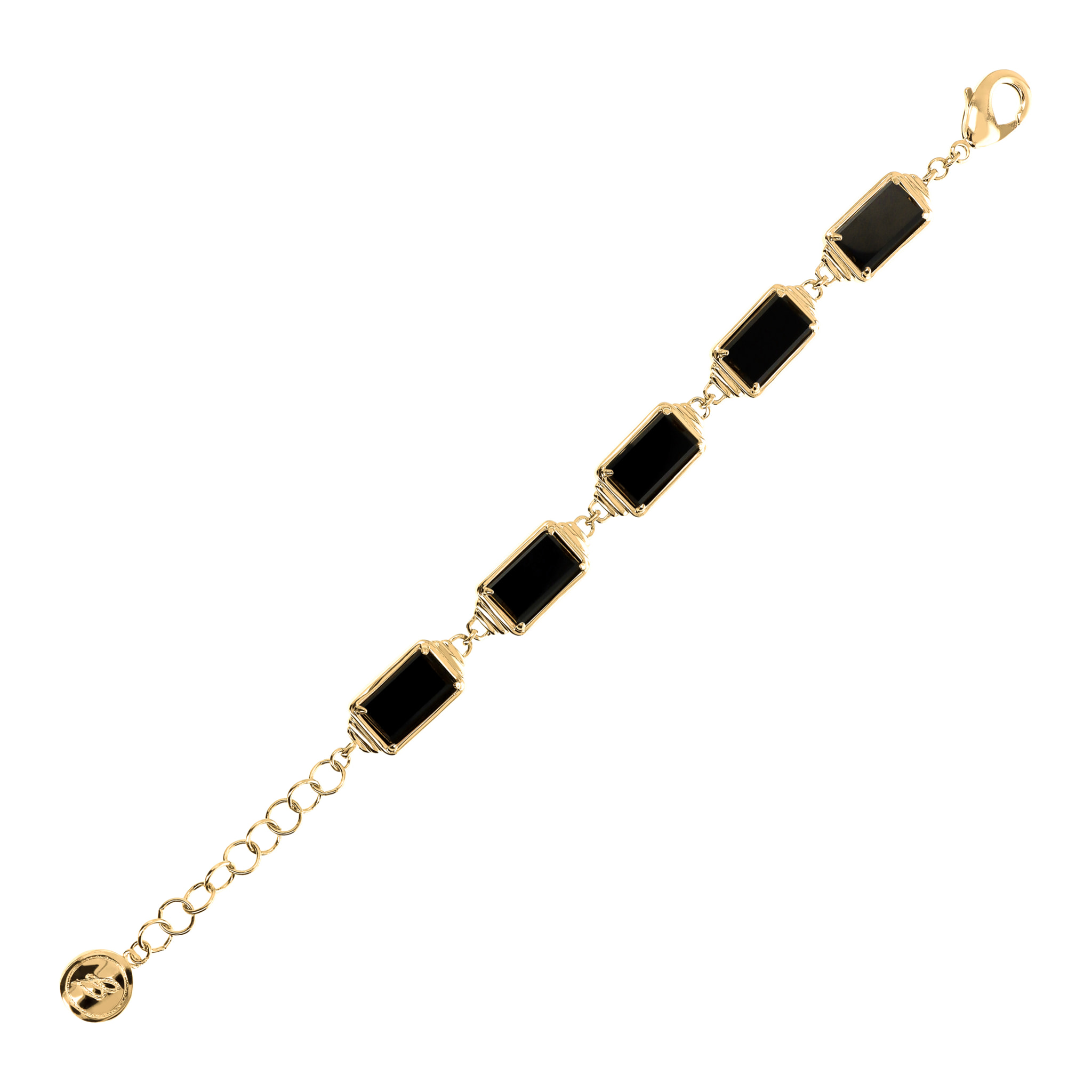 Bracciale Golden con Pietre Naturali Rettangolari di Onice Nero