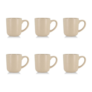 Lot de 6 mugs 38cl en grès beige ARITA