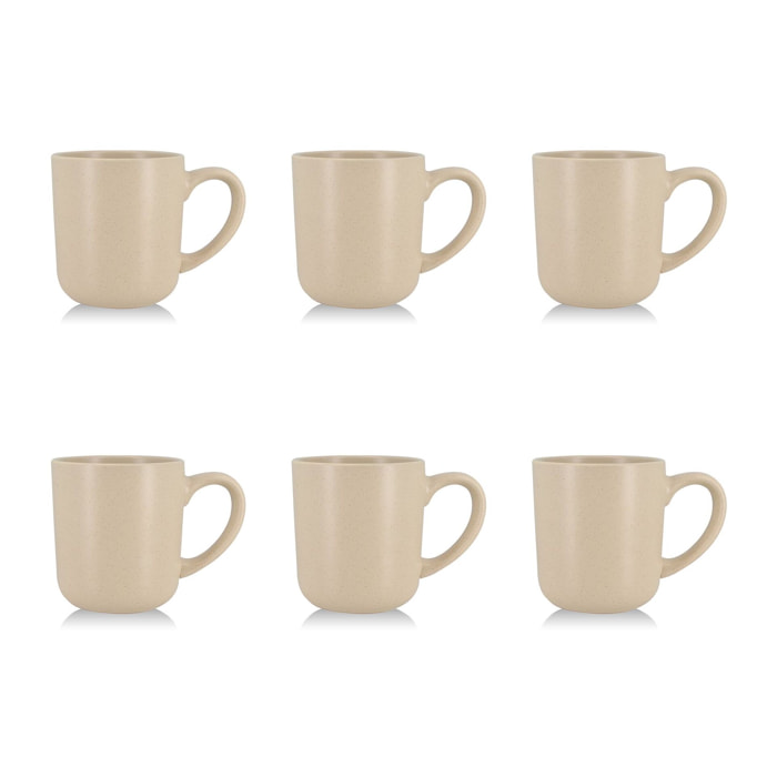 Lot de 6 mugs 38cl en grès beige ARITA