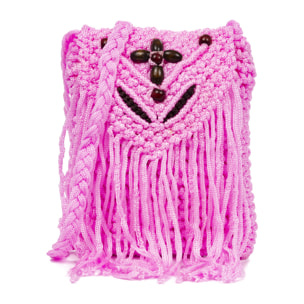 IRIA QUINTANA Borsa a tracolla da donna Gemona. Tessuto In Cotone All'uncinetto 15x2x18 Cm. Colore rosa
