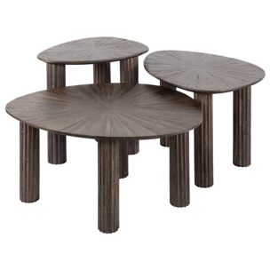 Tania - lot de 3 tables basses gigognes en teck massif - 76, 61 et 51 cm - Bois