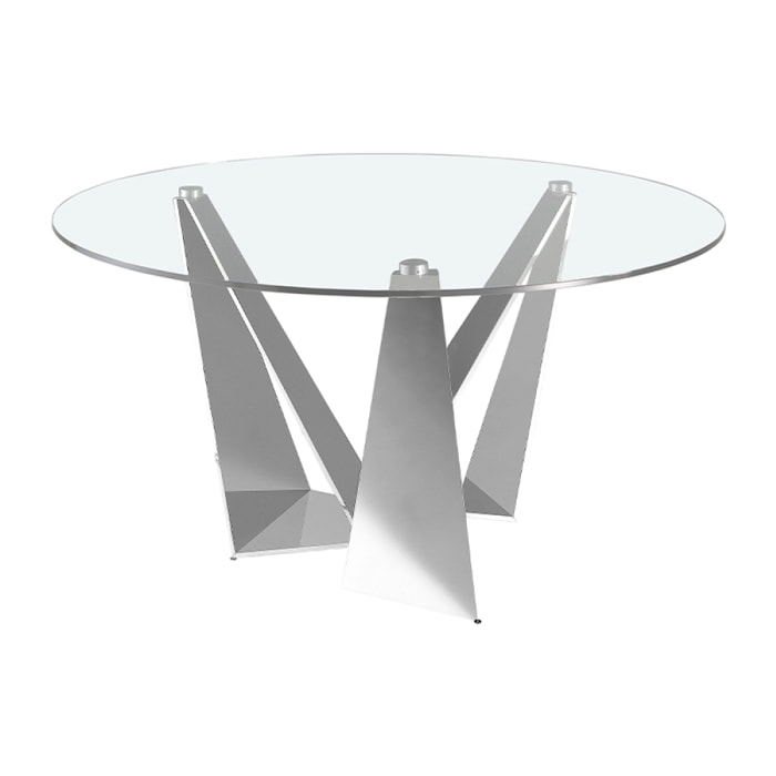 Mesa de Angel Cerda de cristal y acero 150x150x75cm